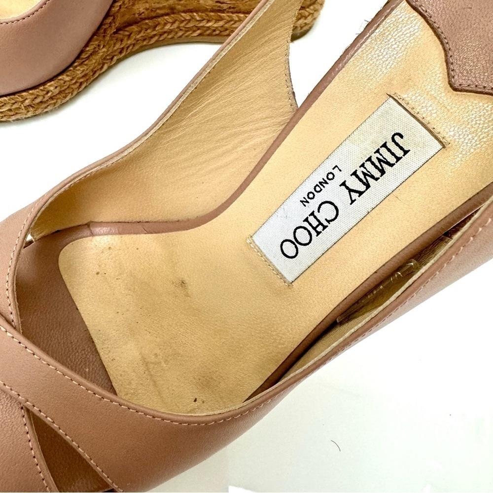 Jimmy Choo Ballet-pink leather Amely wedge heeled pumps, Size 38,5 - Picture 7 of 13
